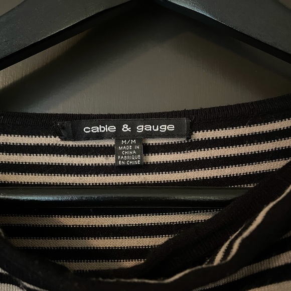 Black and Tan striped tunic cardigan - Picture 3 of 4